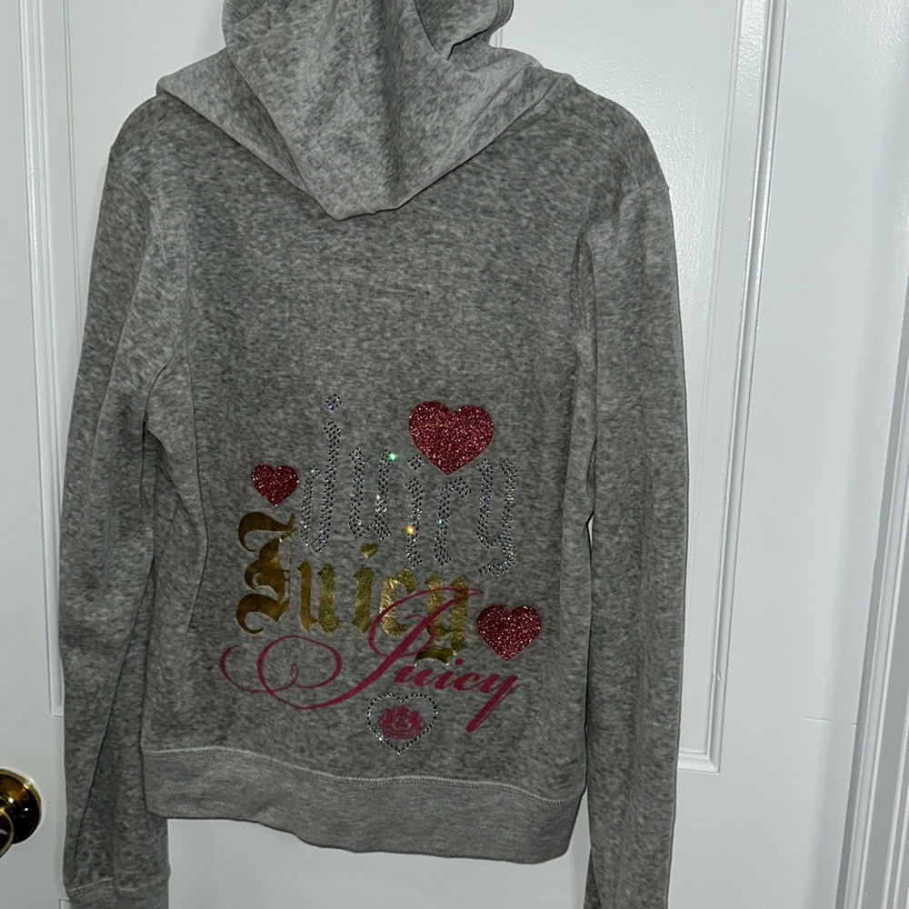 Authentic vintage rhinestone crystal Juicy couture velour jacket hoodie new lar